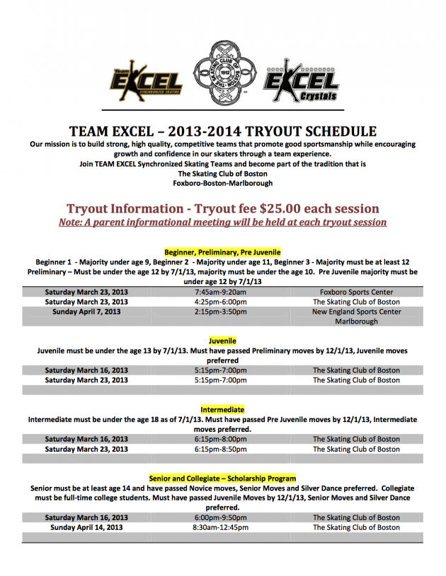 Team Excel Tryout 2013 2014 Page 2